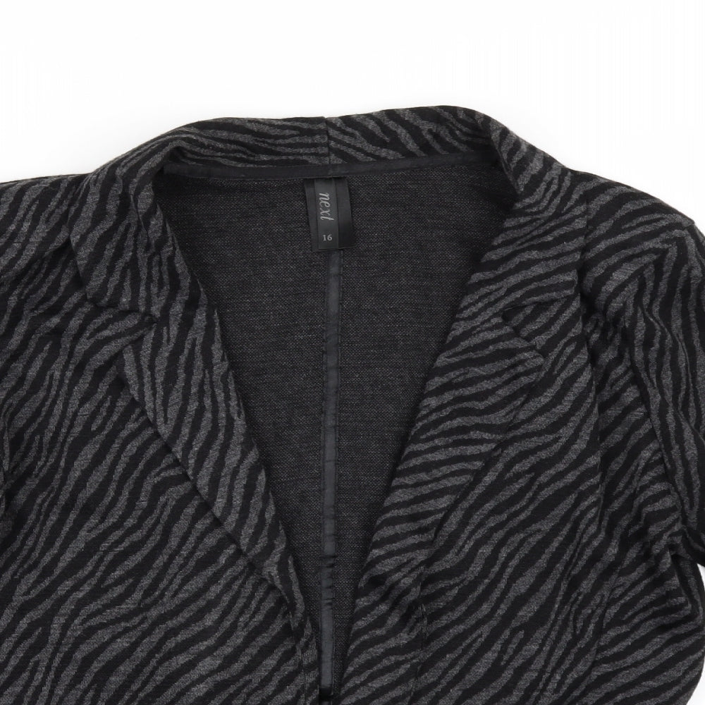NEXT Womens Green Animal Print  Jacket  Size 16  - gathered sleeves
