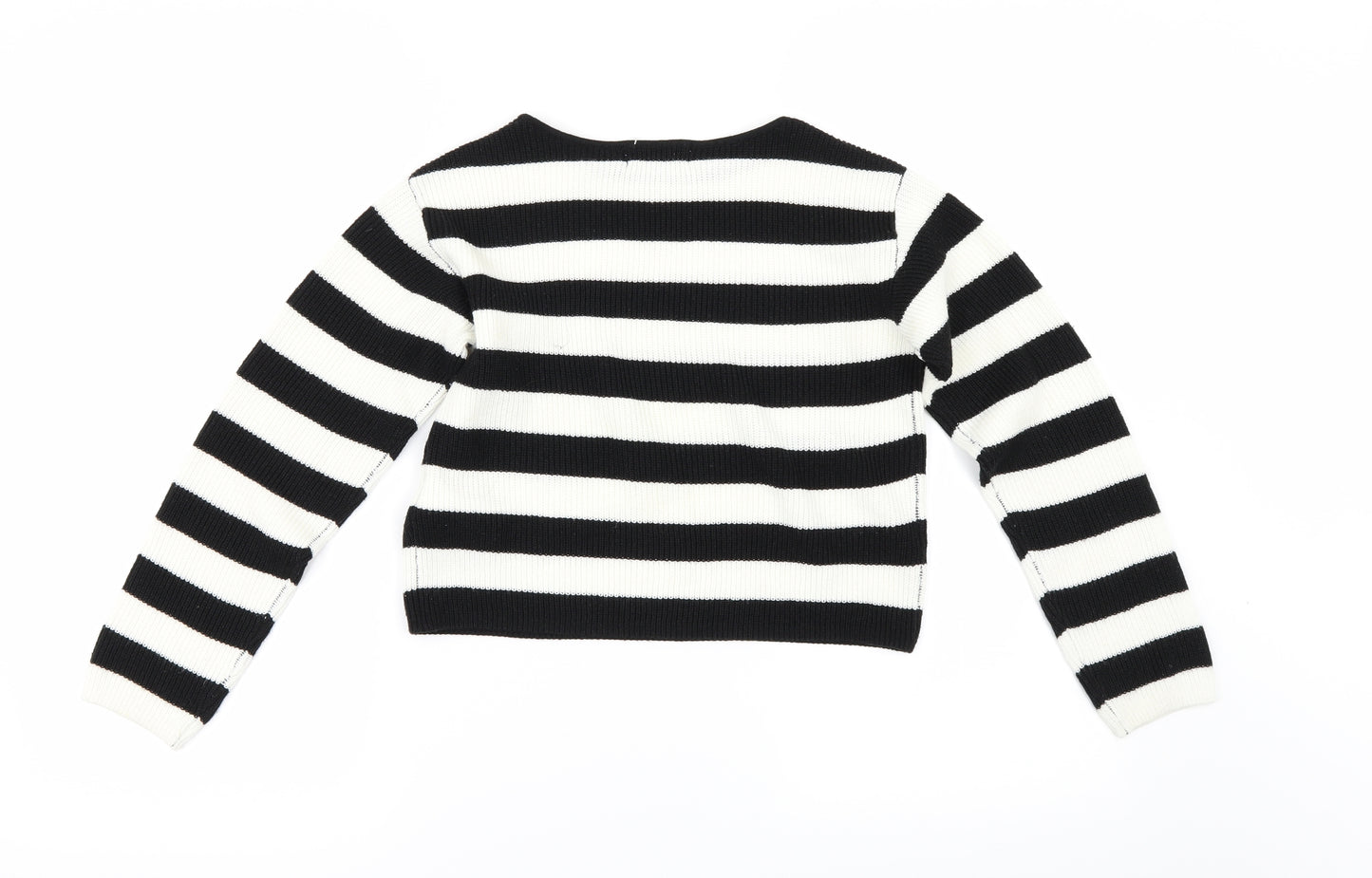 H&M Girls Black Striped  Pullover Jumper Size 9-10 Years