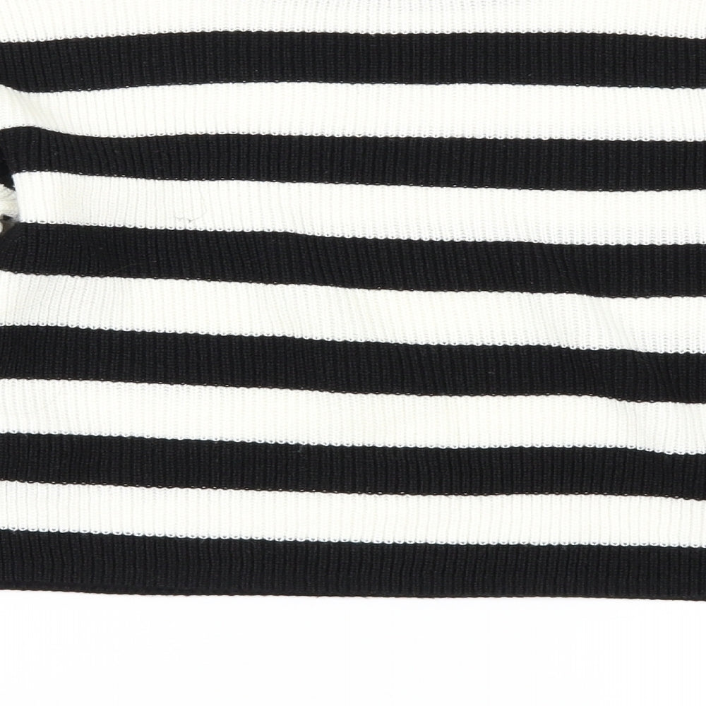 H&M Girls Black Striped  Pullover Jumper Size 9-10 Years