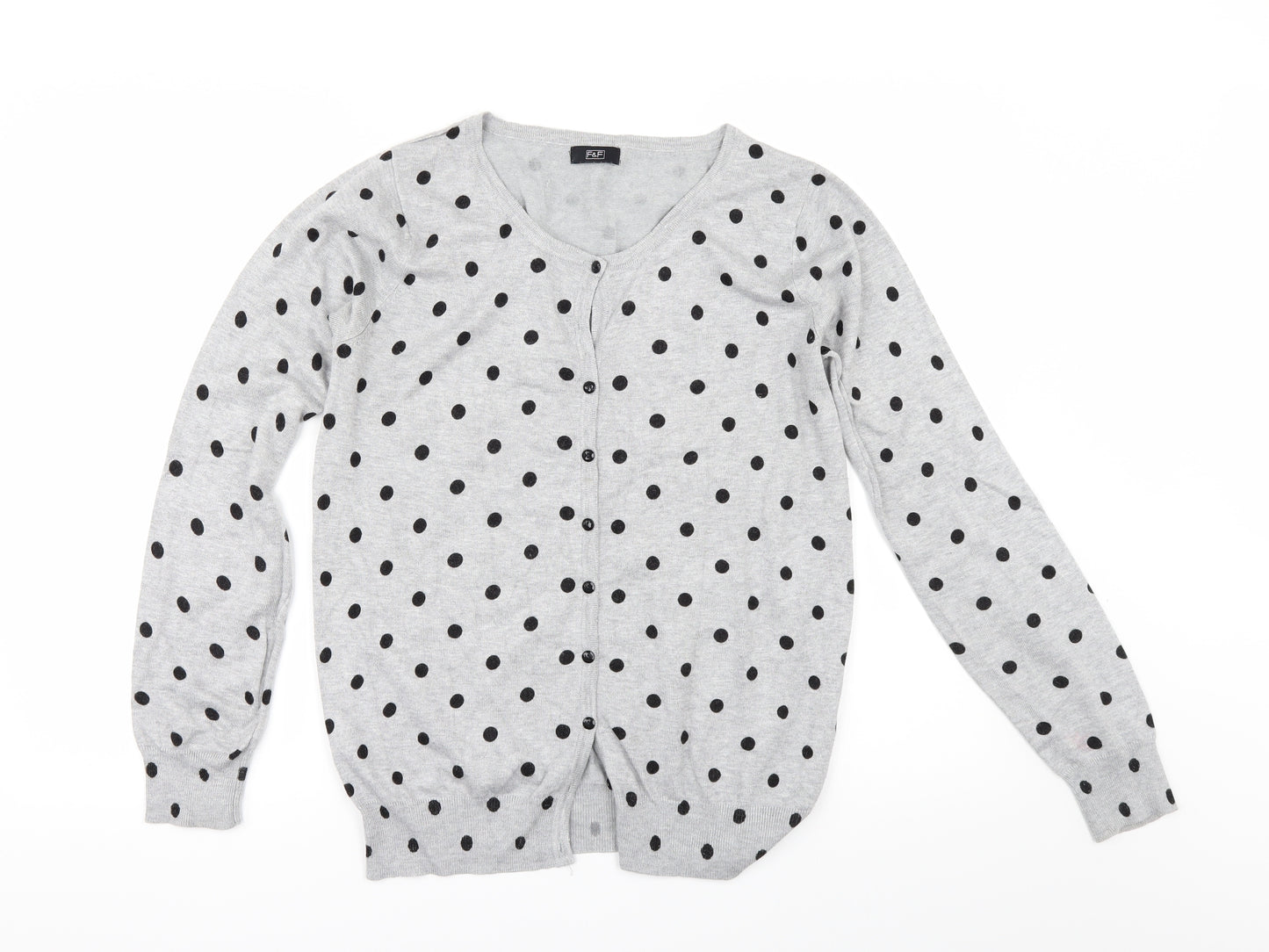 F&F Womens Grey Polka Dot  Cardigan Jumper Size 14
