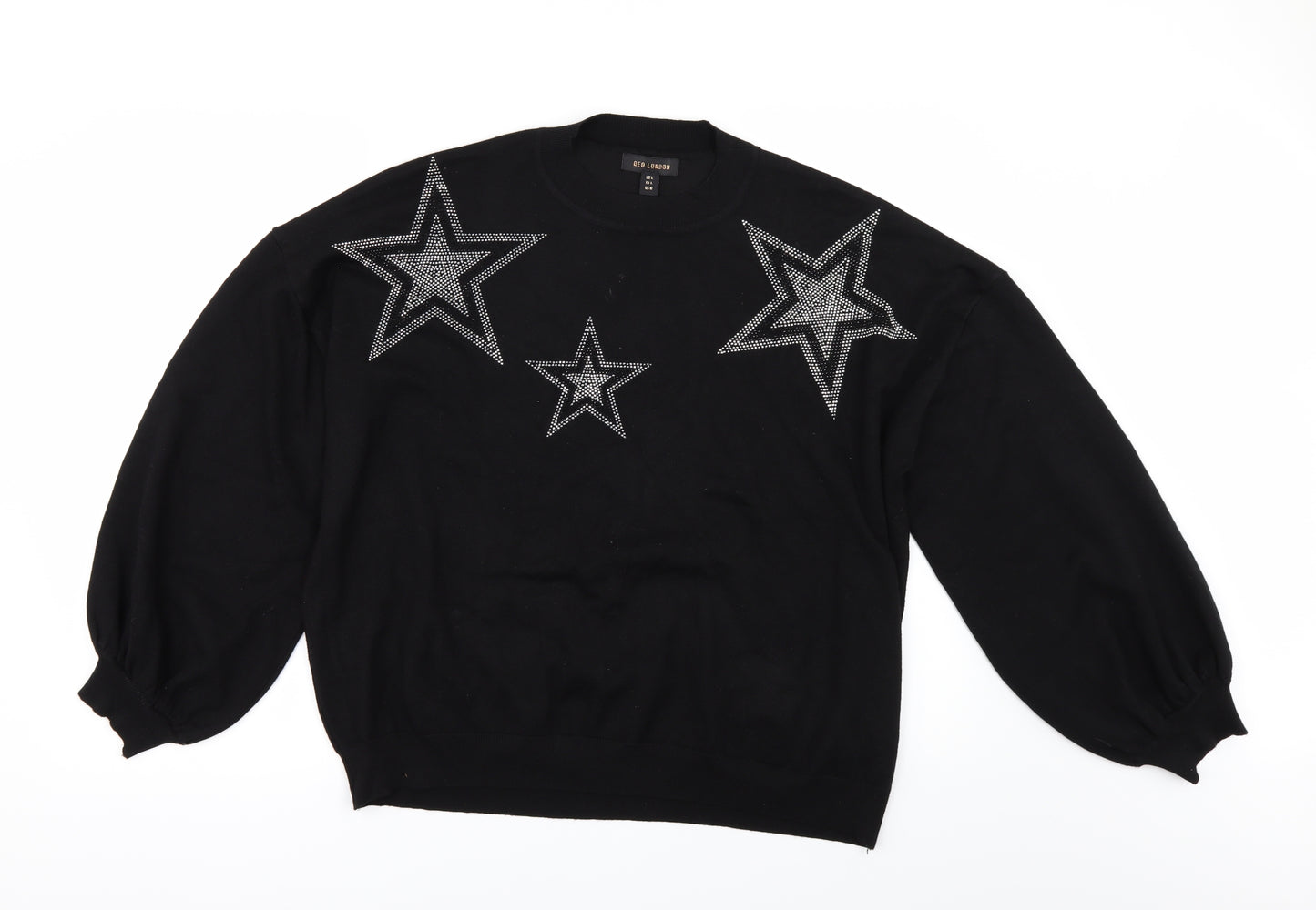 QED London Womens Black   Pullover Jumper Size L  - RHINESTONE