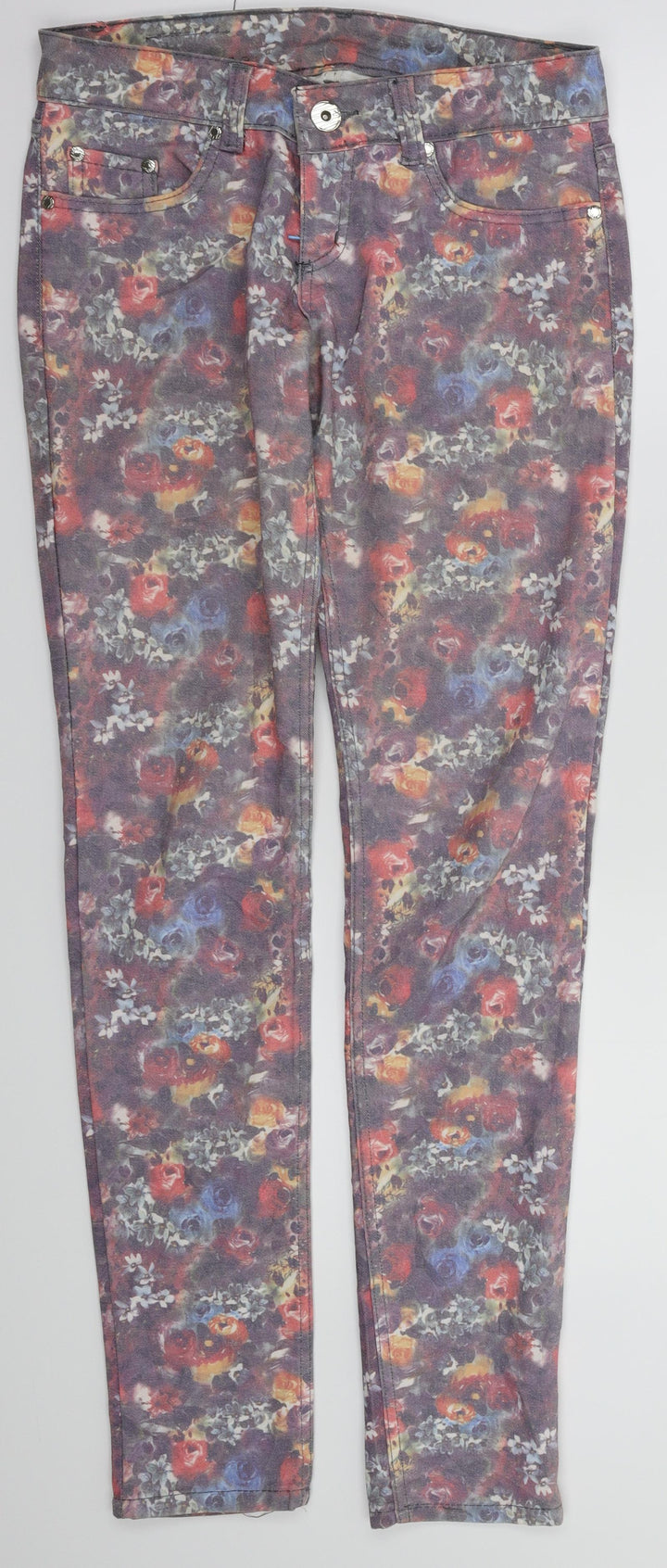 lon Womens Multicoloured Floral Skinny Jeans Size 28 L31 in