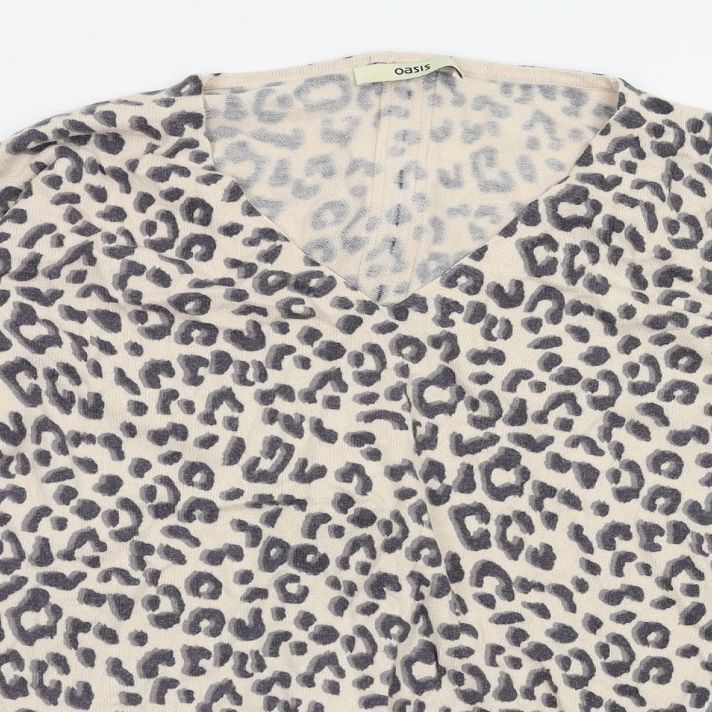 Oasis Womens Brown Animal Print  Pullover Jumper Size S