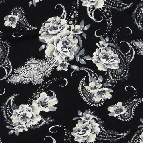 BM Womens Black Floral  Cardigan Jumper Size M