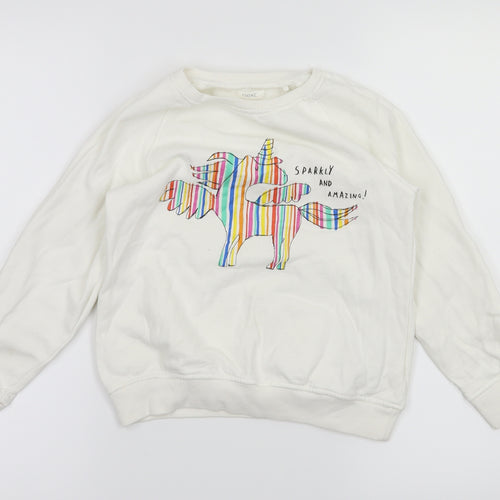 NEXT Girls White Animal Print  Pullover Jumper Size 9 Years