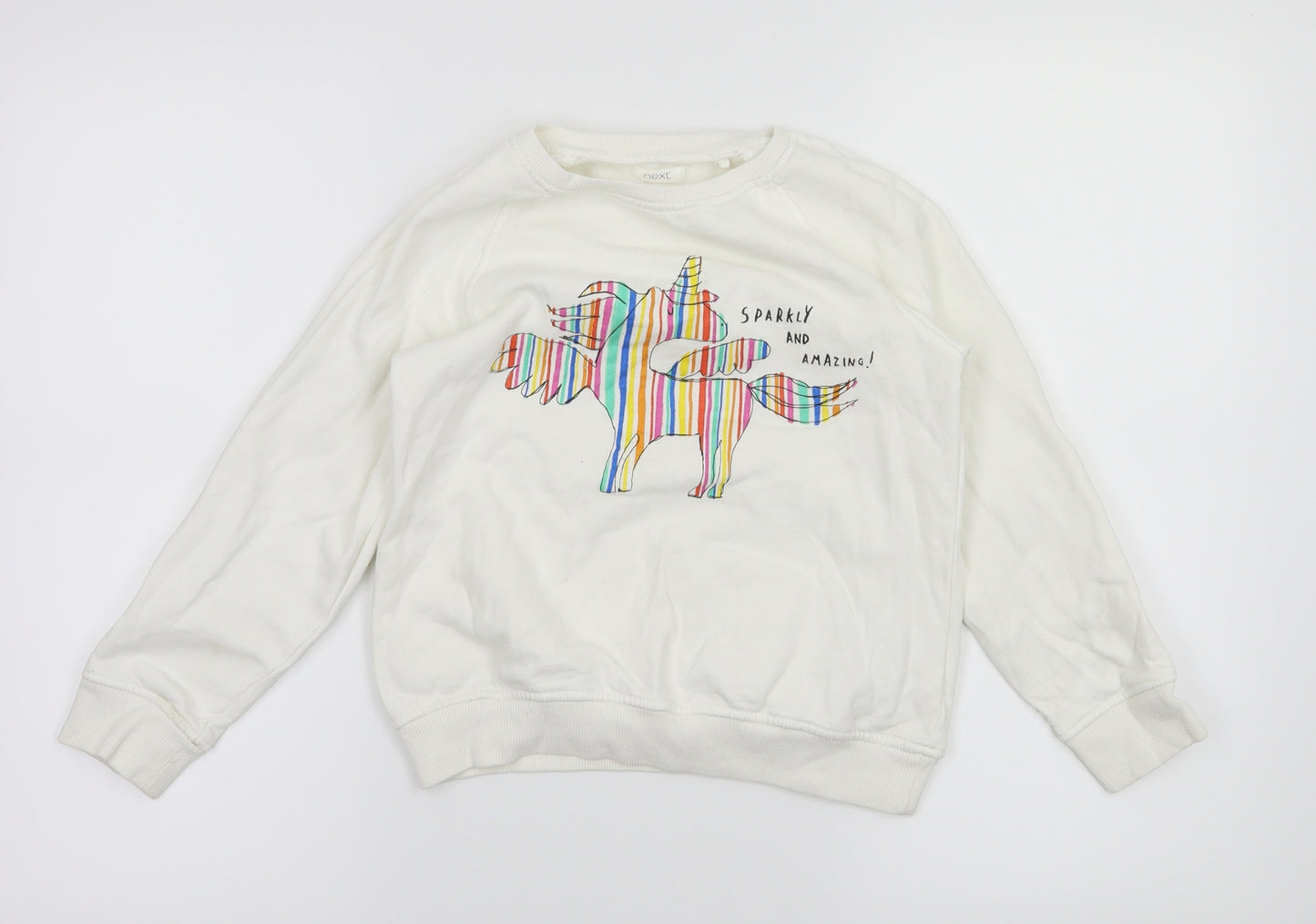 NEXT Girls White Animal Print  Pullover Jumper Size 9 Years