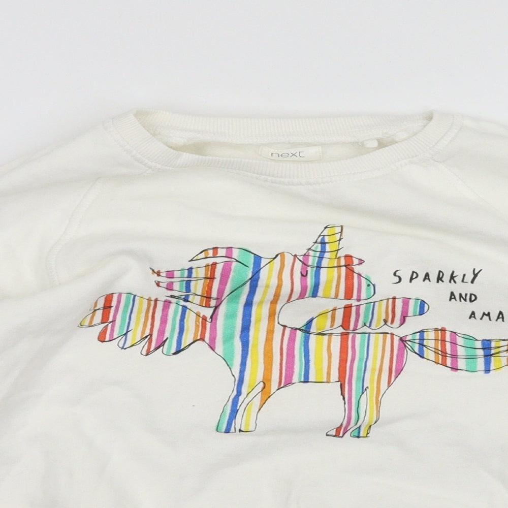 NEXT Girls White Animal Print  Pullover Jumper Size 9 Years