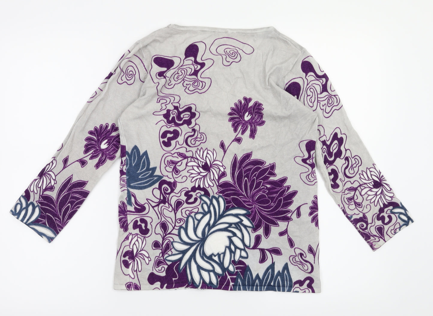 Mia Moda Womens Green Floral  Basic T-Shirt Size S