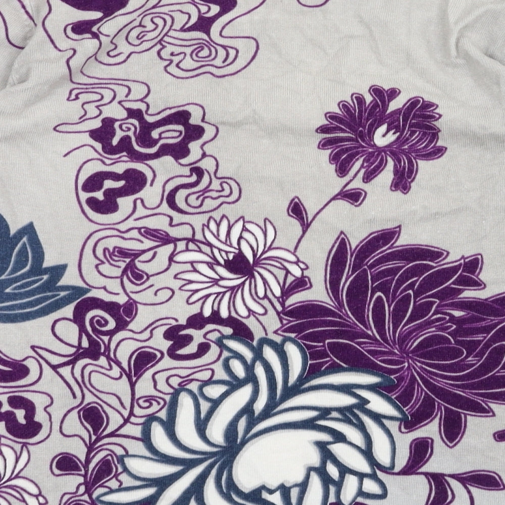 Mia Moda Womens Green Floral  Basic T-Shirt Size S