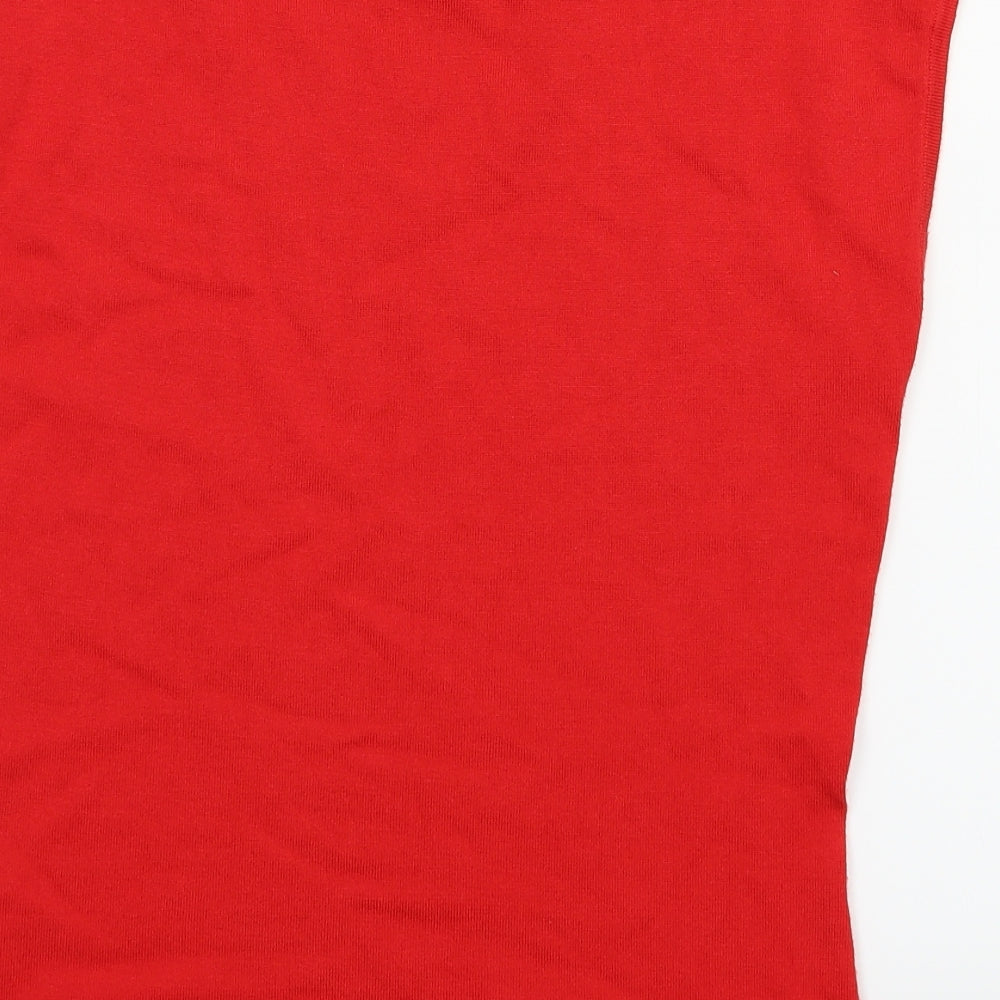 M&S Womens Red Houndstooth  Basic T-Shirt Size 12