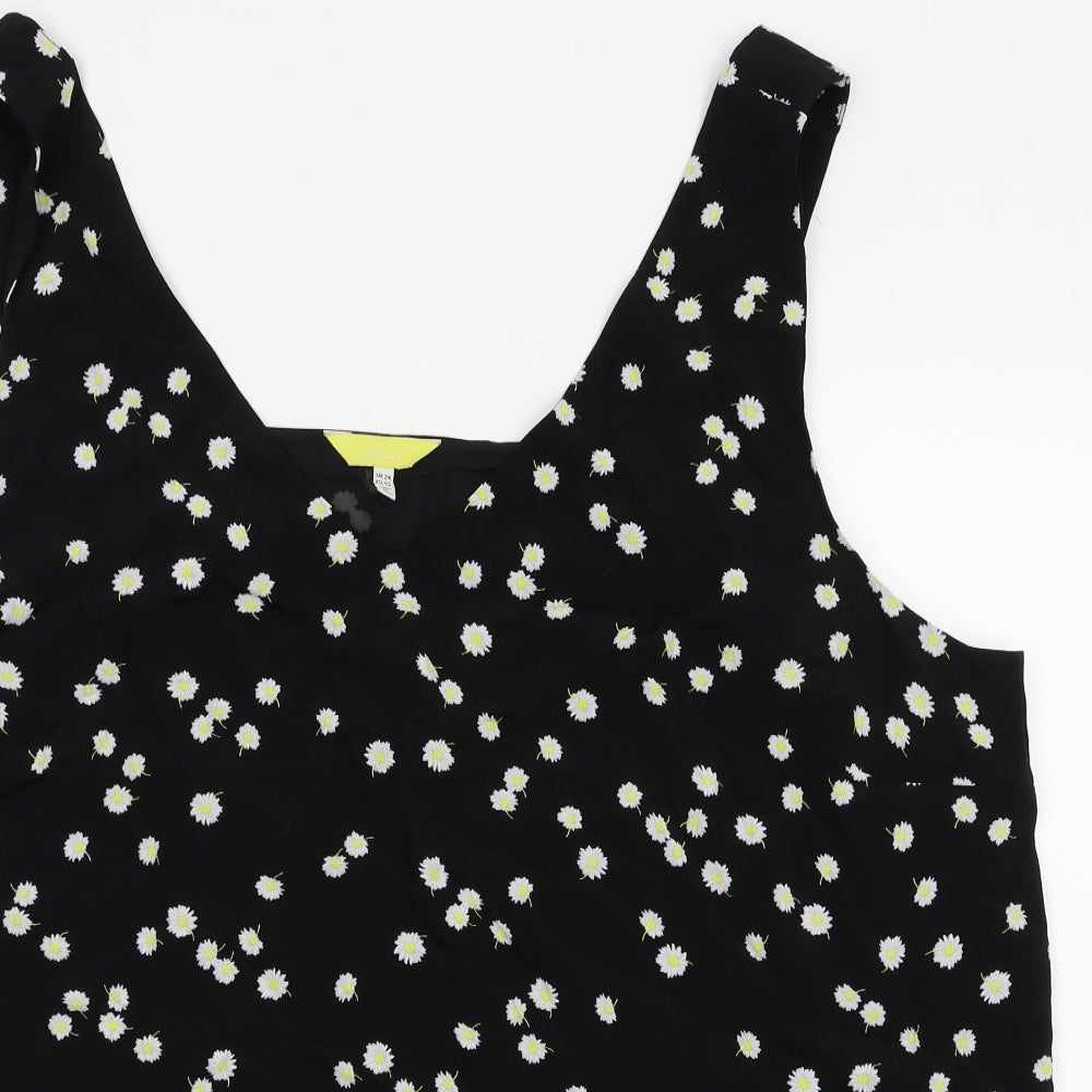 Joules Womens Black Floral  Basic T-Shirt Size 24