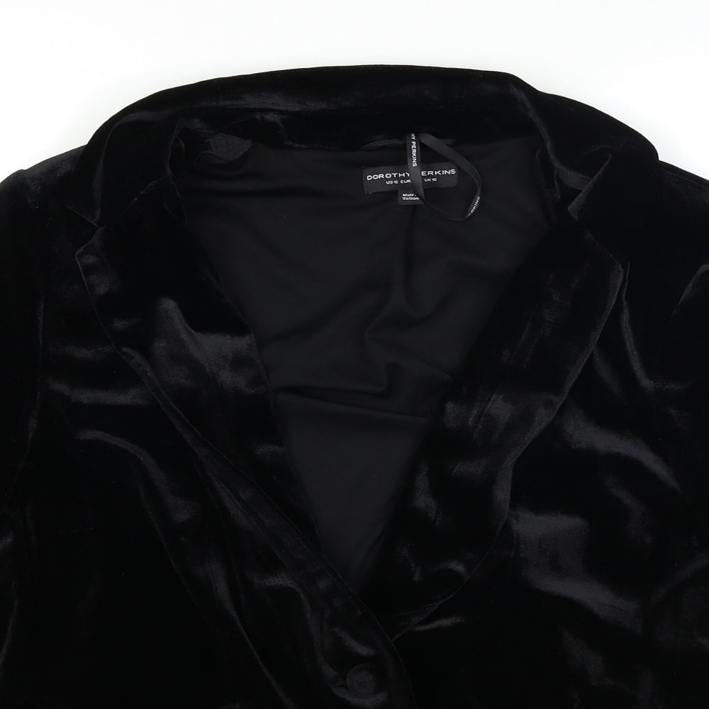 Dorothy Perkins Womens Black  Velour Jacket Blazer Size 16