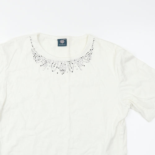 Amber Womens White   Basic T-Shirt Size 12