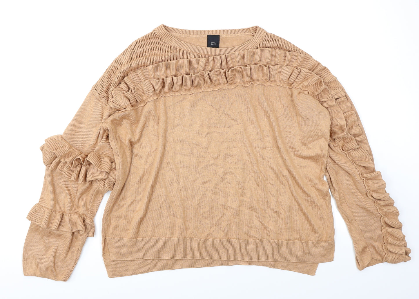 River Island Womens Brown  Knit Pullover Jumper Size 12  - Frill