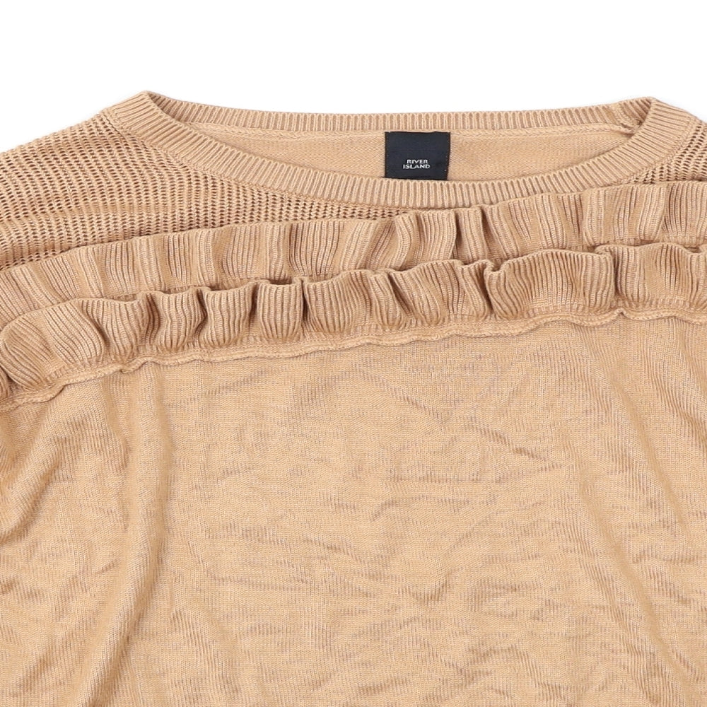 River Island Womens Brown  Knit Pullover Jumper Size 12  - Frill