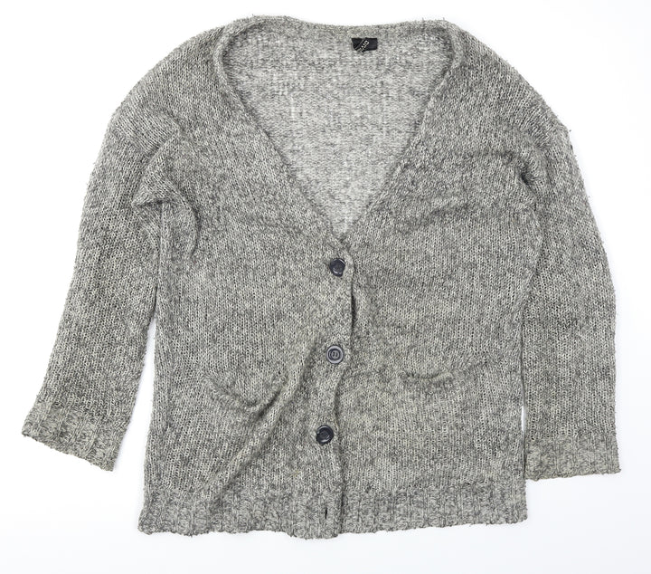 Divided Womens Grey  Knit Cardigan Jumper Size 12
