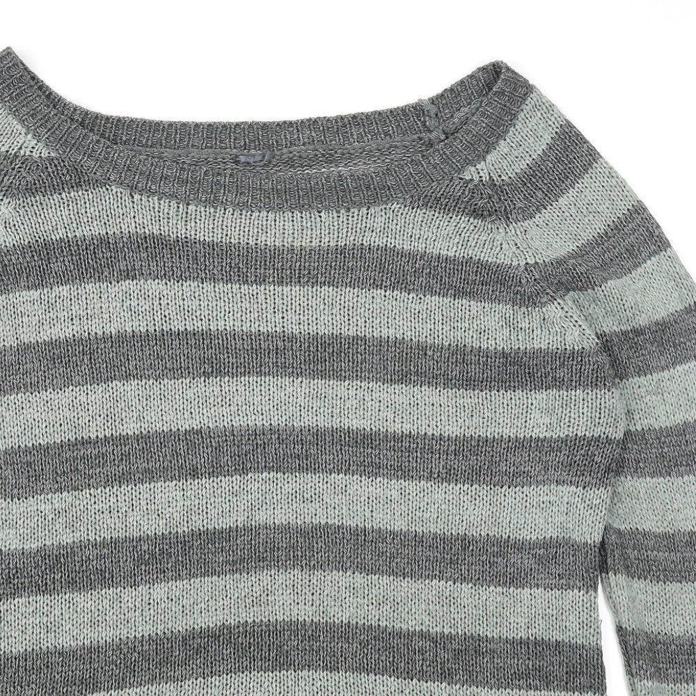 eVIE Womens Blue Striped  Pullover Jumper Size 18