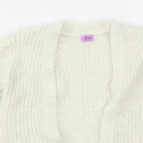 F&F Girls White   Cardigan Jumper Size 5-6 Years