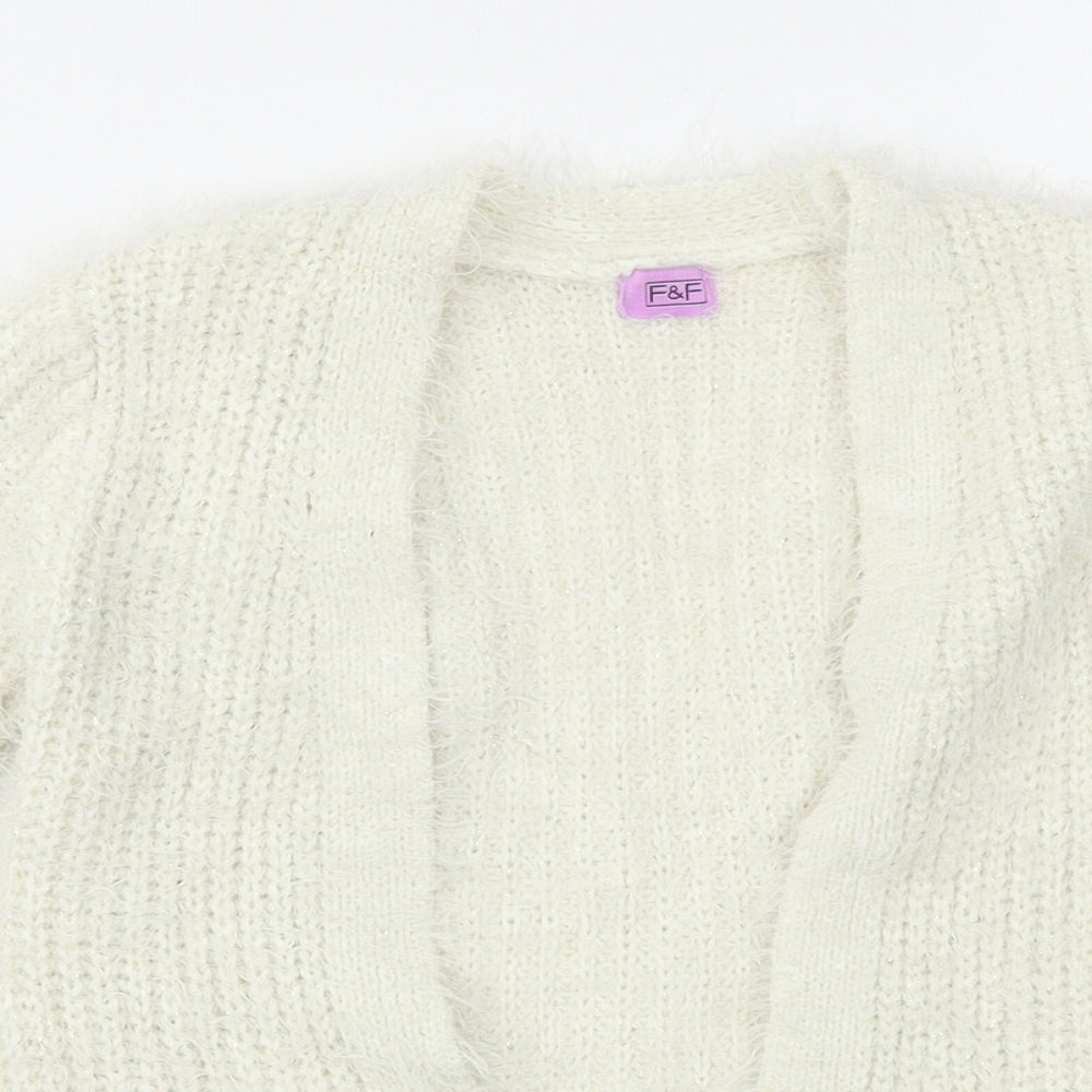 F&F Girls White   Cardigan Jumper Size 5-6 Years