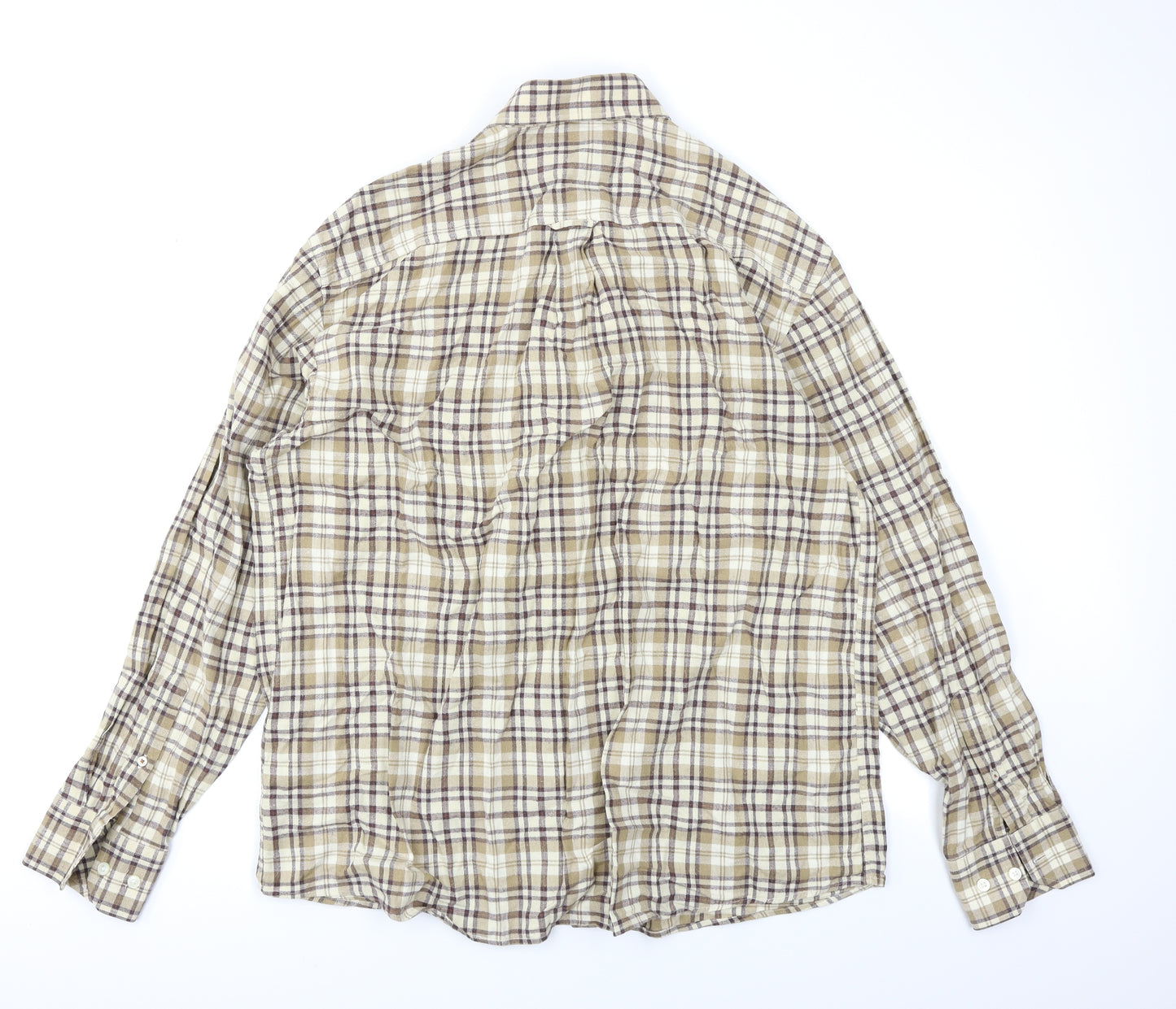 Blue Harbour Mens Brown Plaid   Button-Up Size L