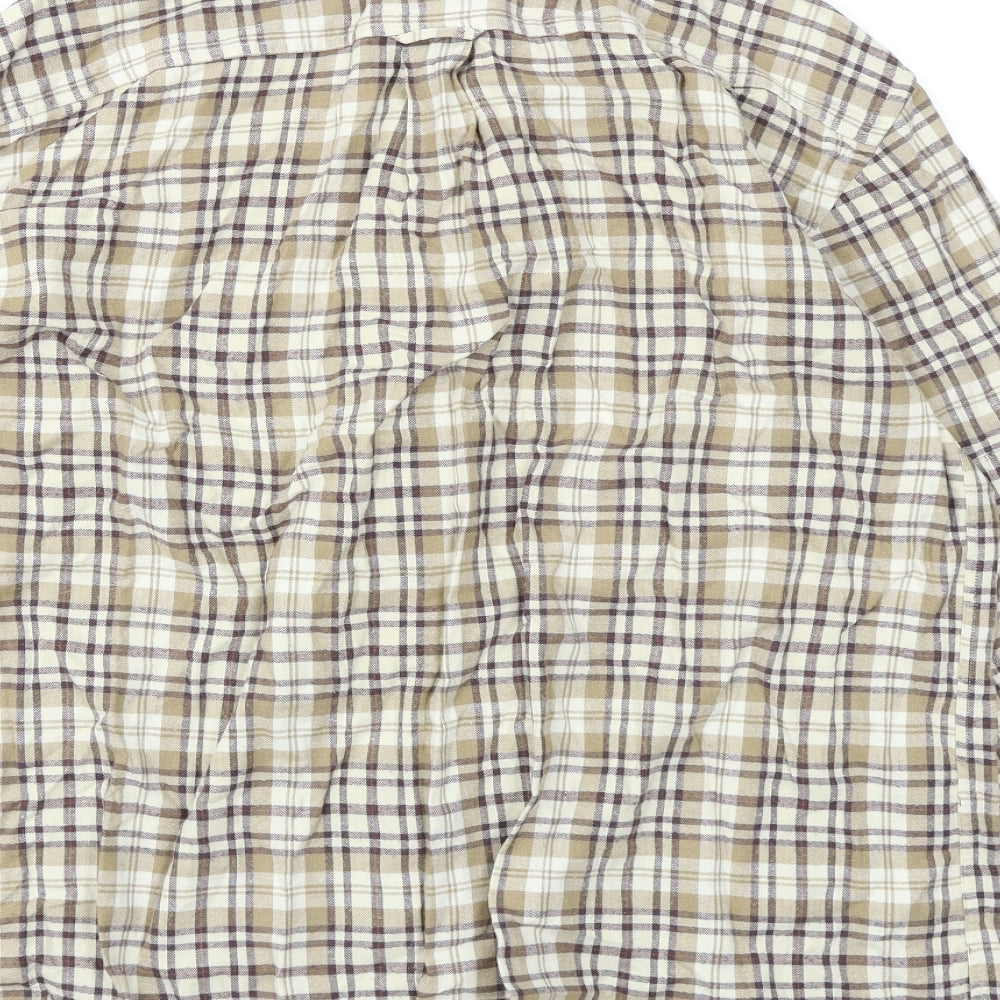 Blue Harbour Mens Brown Plaid   Button-Up Size L