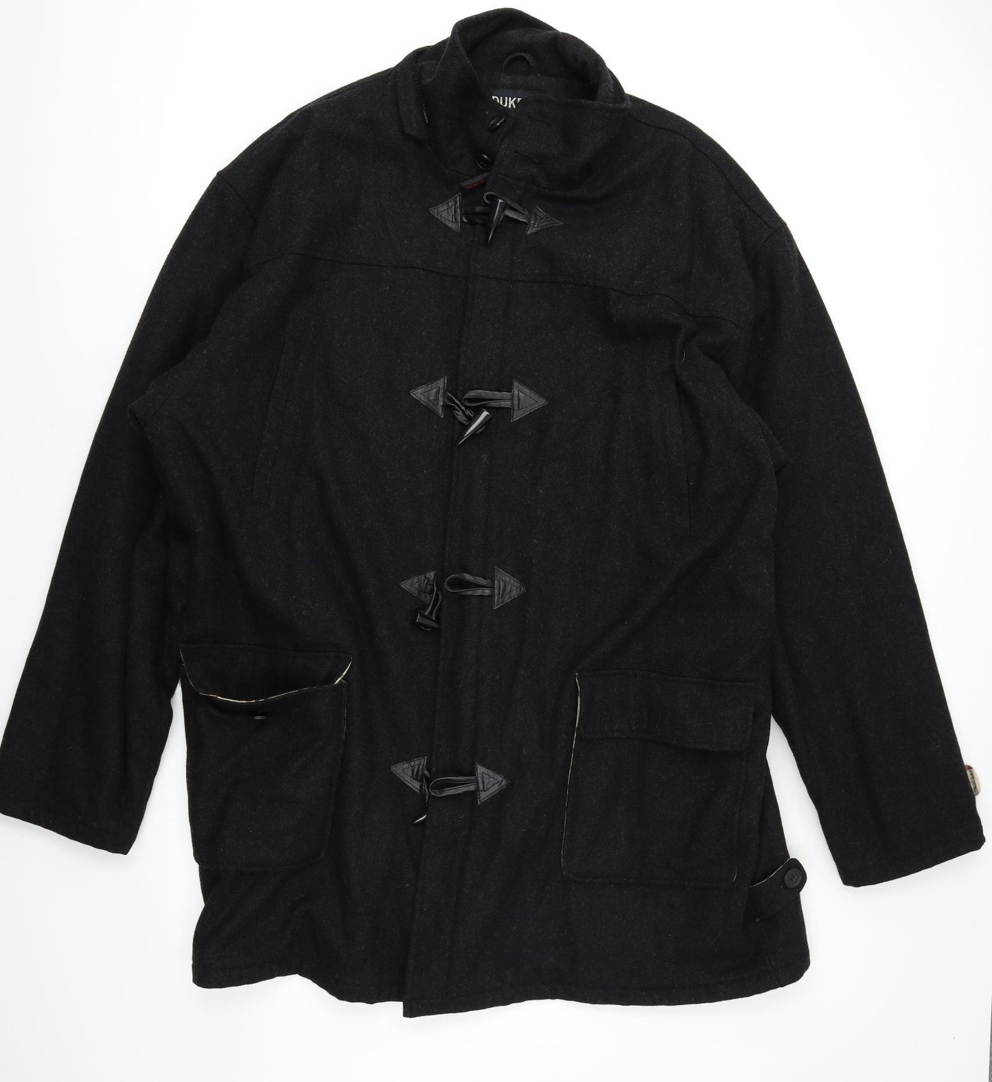 Duke Jeans Mens Black   Overcoat Coat Size 3XL