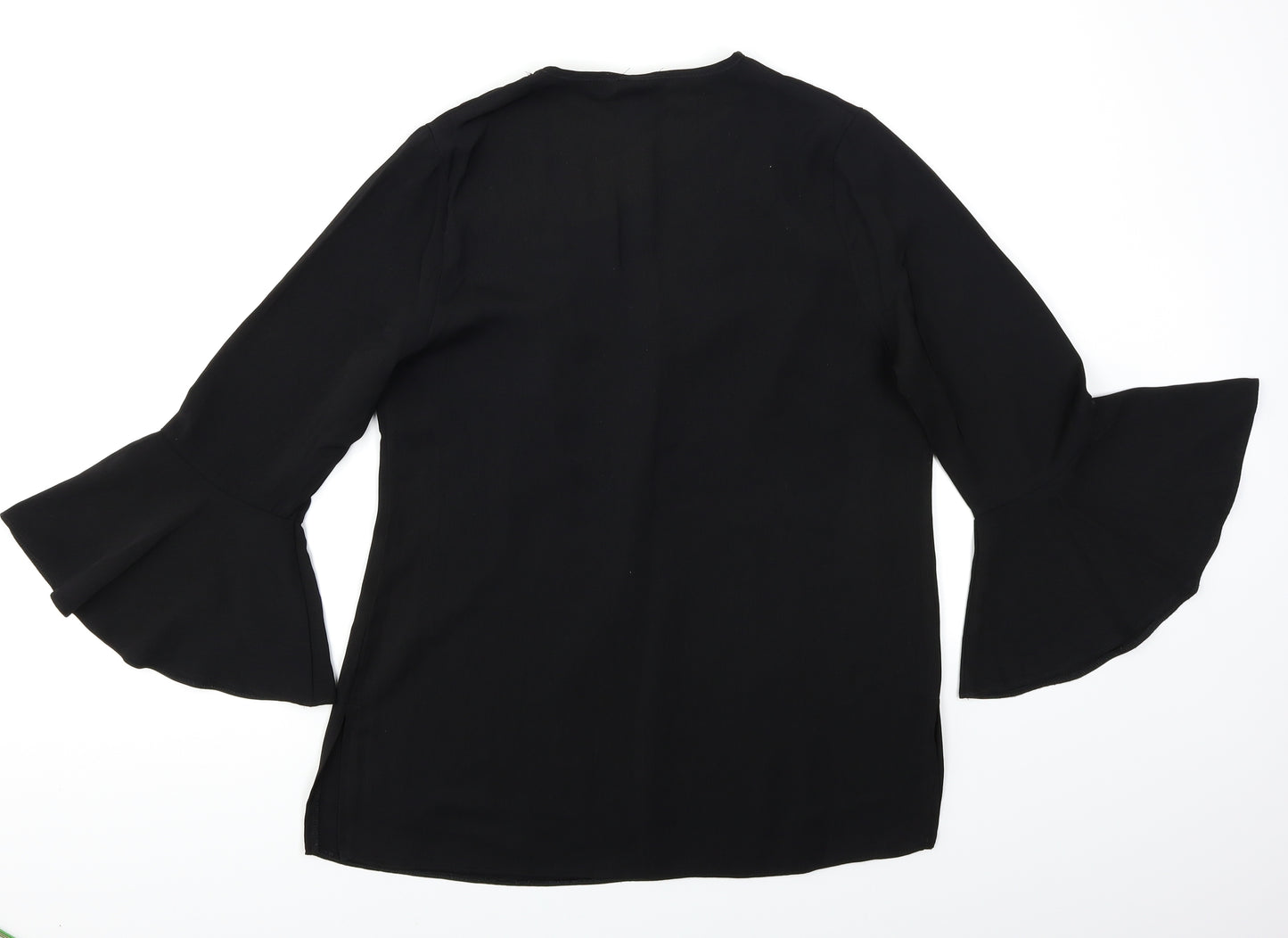 Papaya Womens Black   Basic Blouse Size 10  - Bell Sleeve