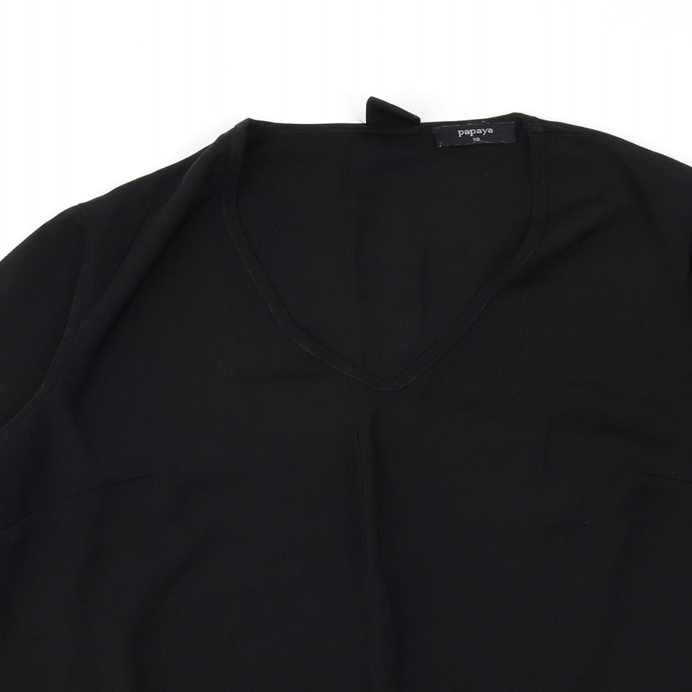 Papaya Womens Black   Basic Blouse Size 10  - Bell Sleeve