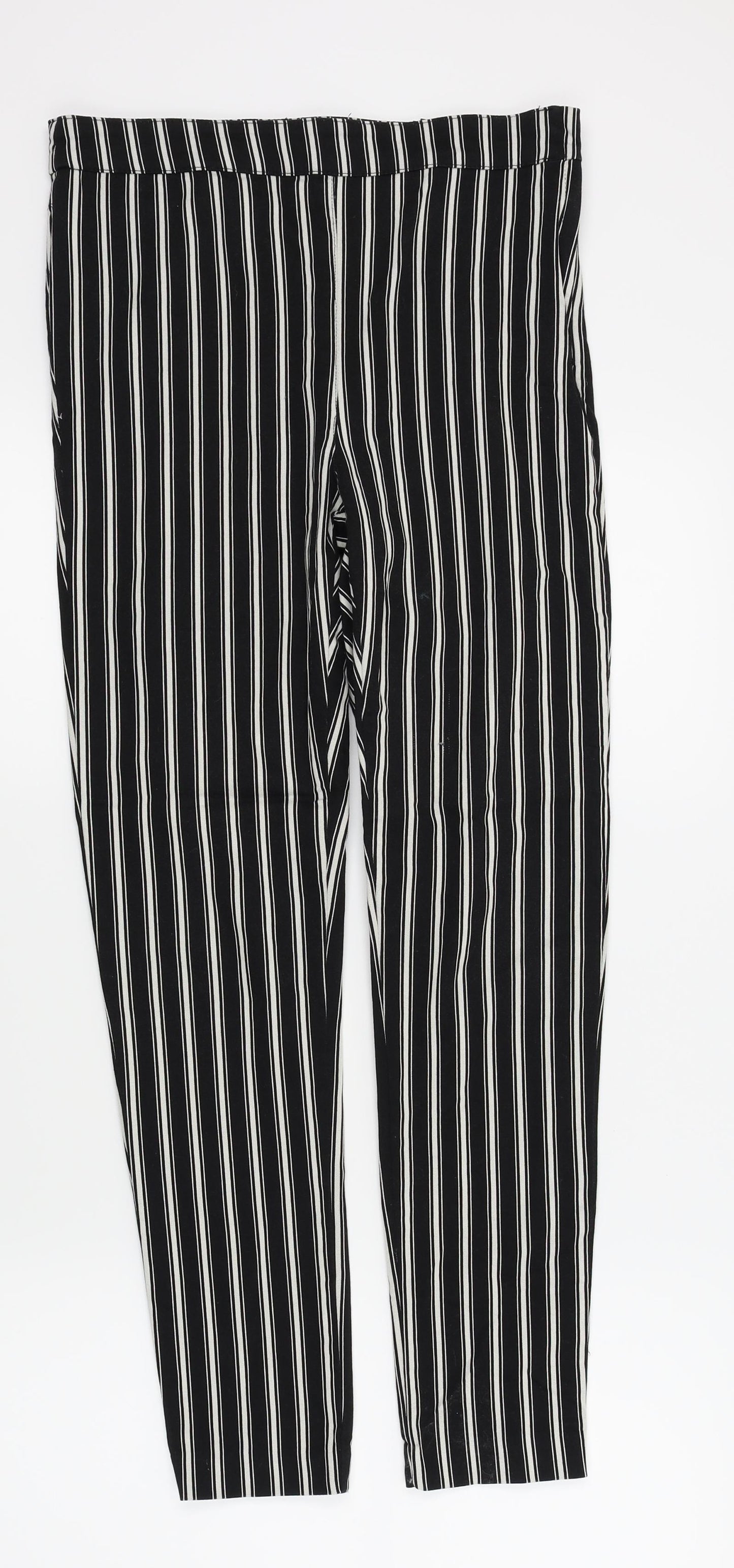 H&M Womens Black Striped  Trousers  Size 12 L25 in
