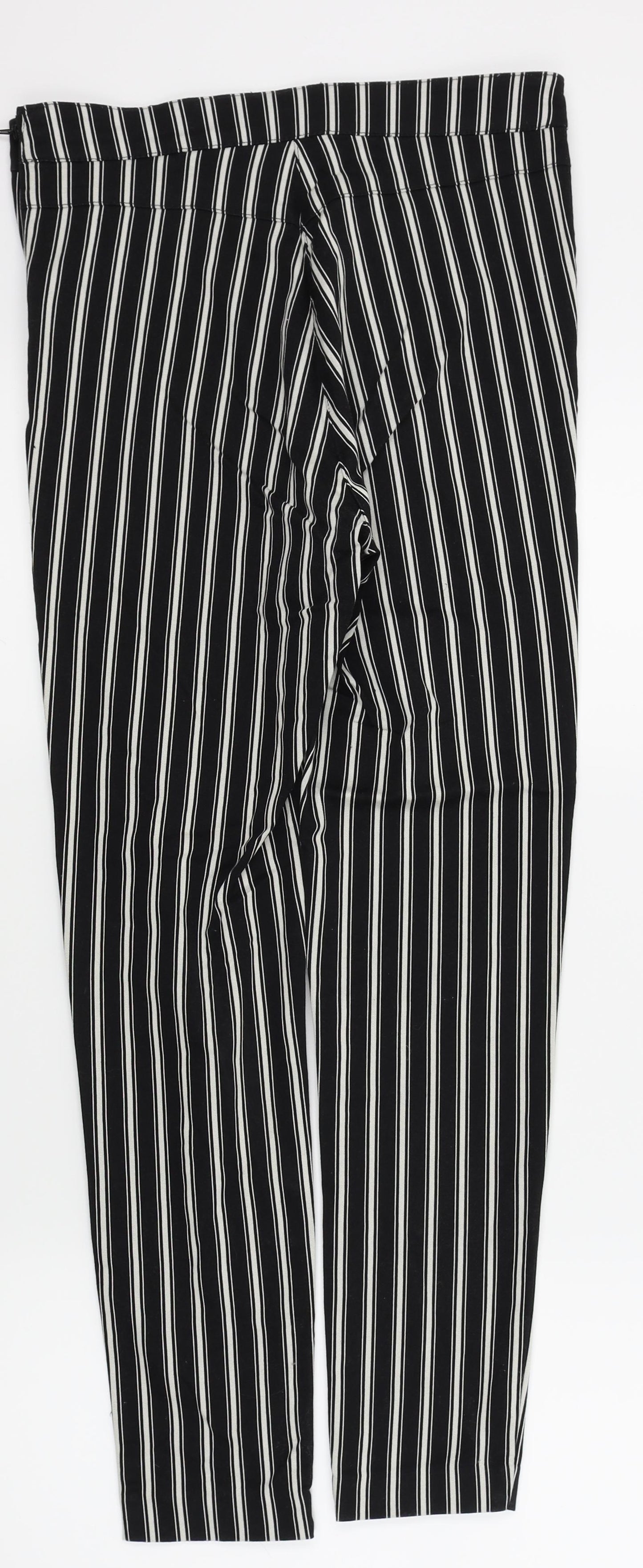 H&M Womens Black Striped  Trousers  Size 12 L25 in