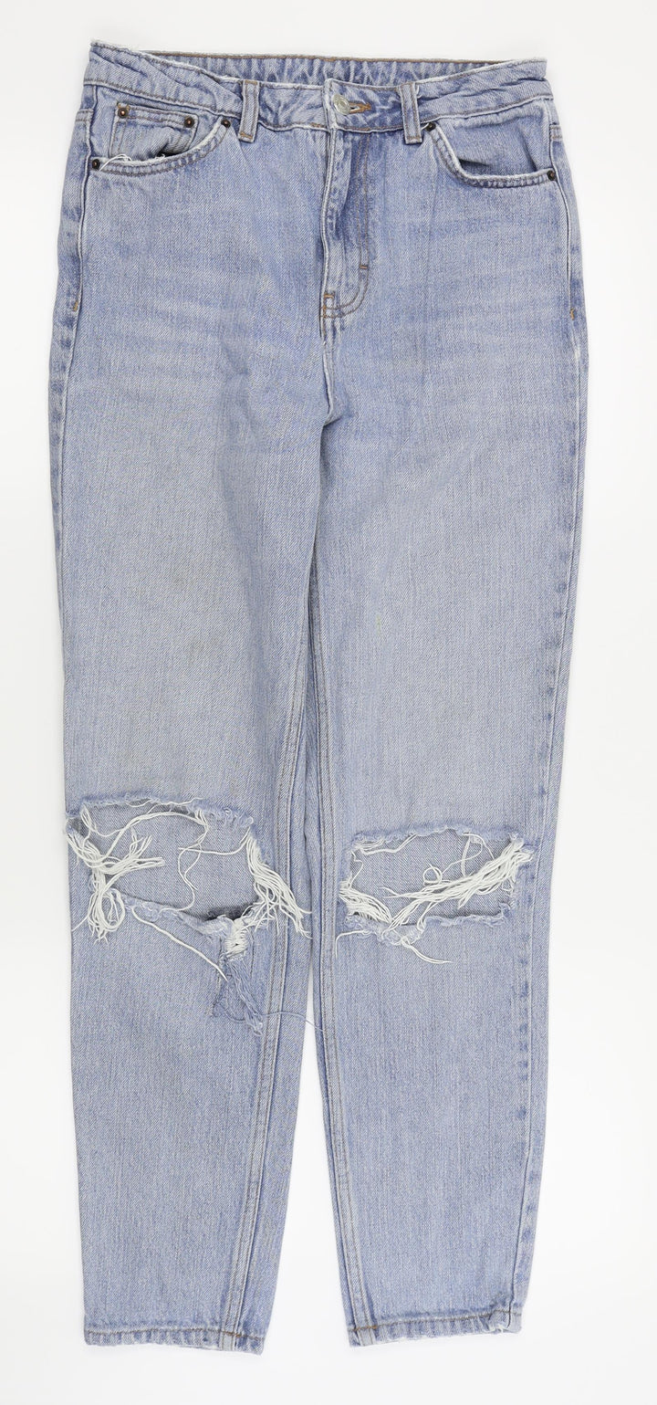 Topshop Womens Blue Straight Jeans Size 28 in L31 in - ripped jeans