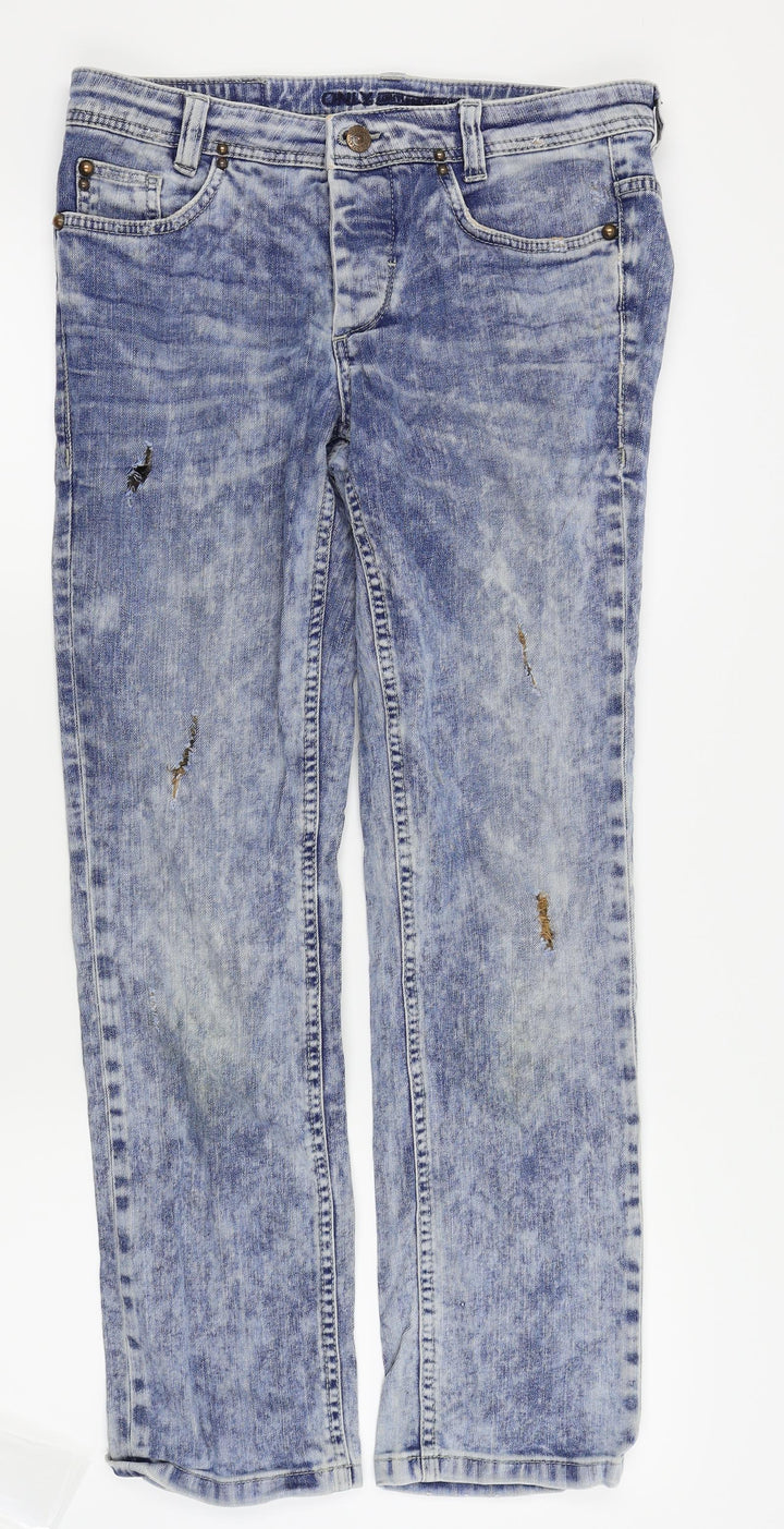 onlyjeans Womens Blue Skinny Jeans Size 30 in L27 in - ripped jeans