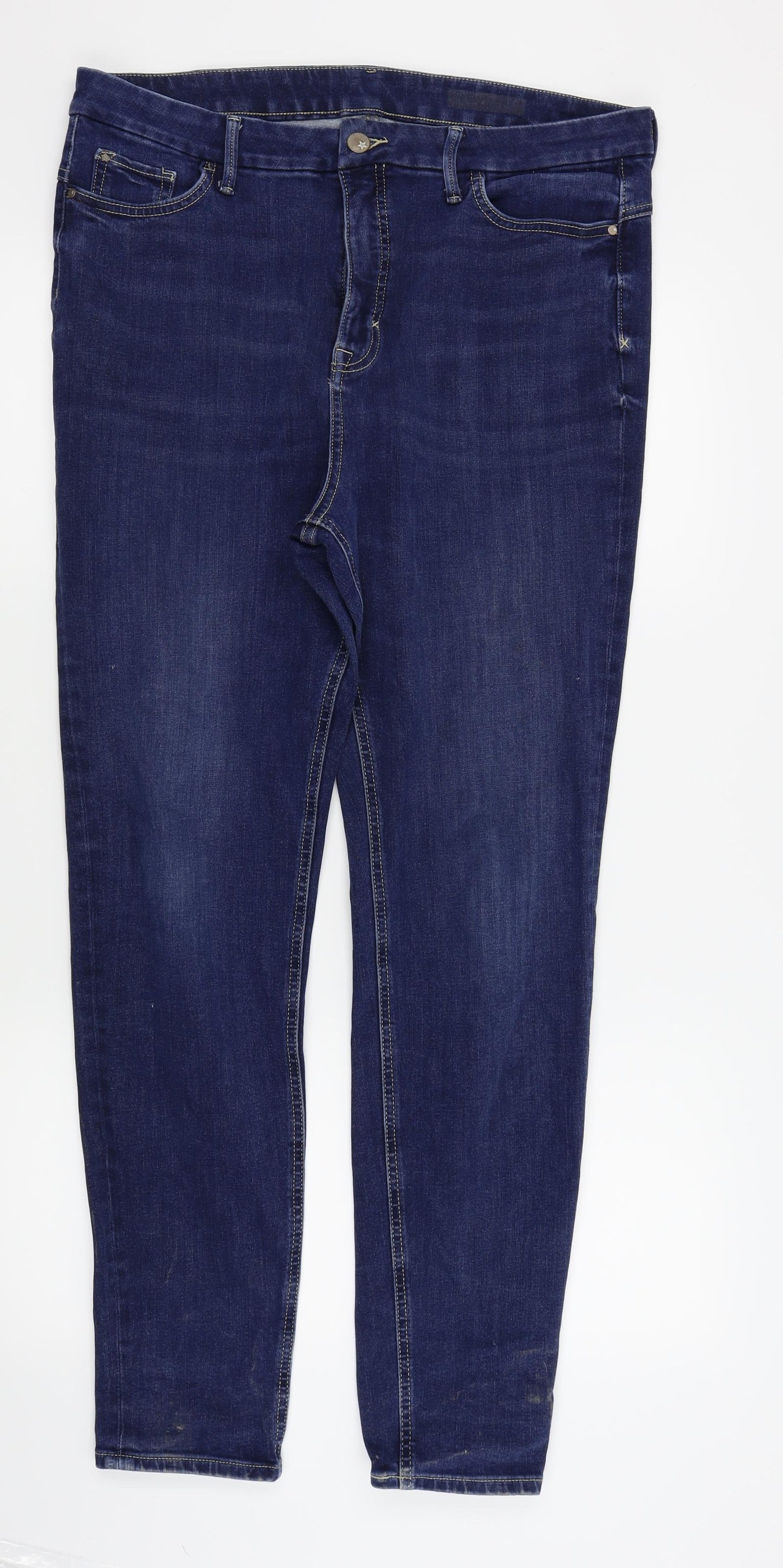 M&s Womens Blue   Straight Jeans Size 16 L29 in