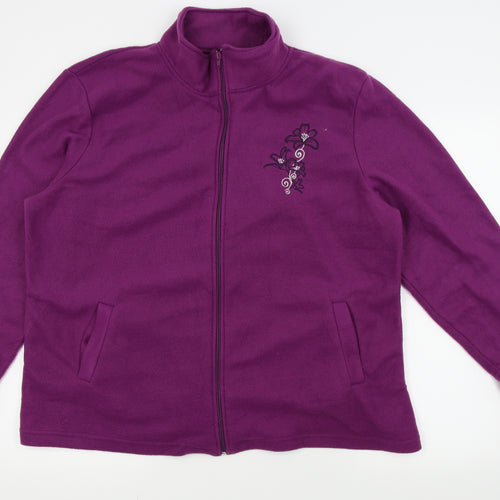 Anne De Lancay Womens Pink Floral  Full Zip Jumper Size XL  - Fleece