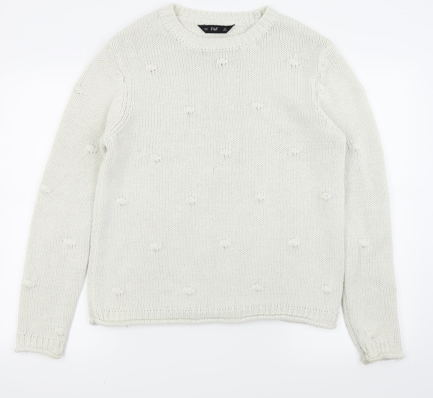F&F Womens White   Pullover Jumper Size 12