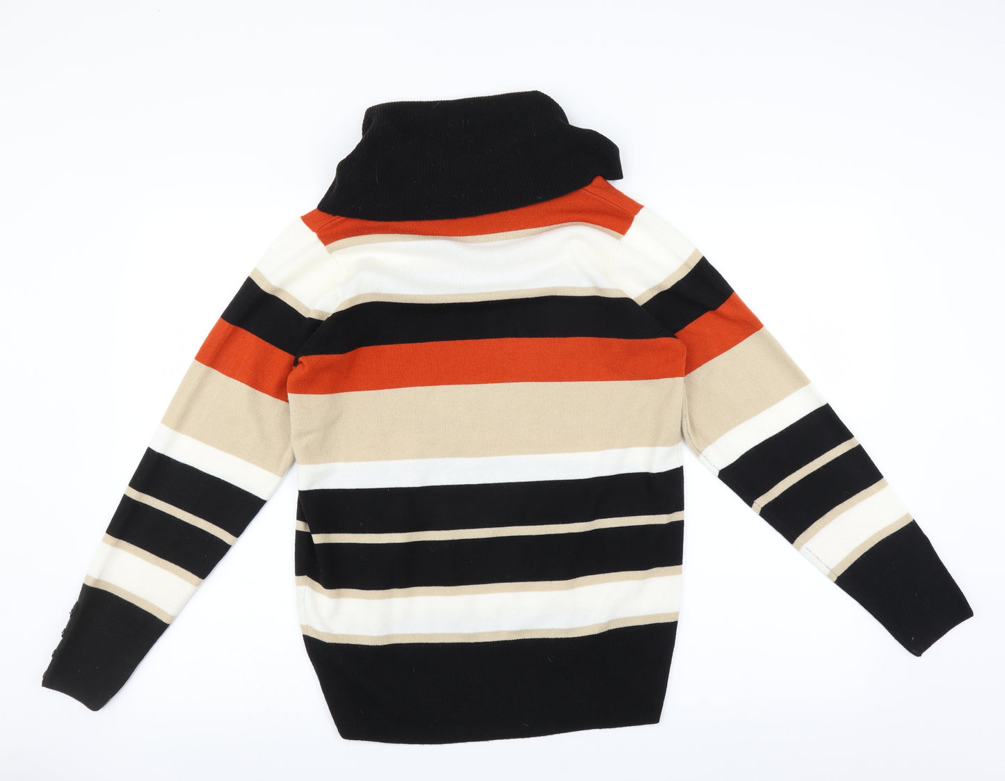 EWM Womens Black Striped  Pullover Jumper Size S