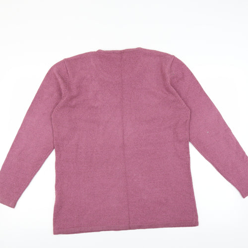 Vilona Womens Pink   Pullover Jumper Size 16  - Floral embroidery