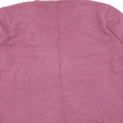 Vilona Womens Pink   Pullover Jumper Size 16  - Floral embroidery