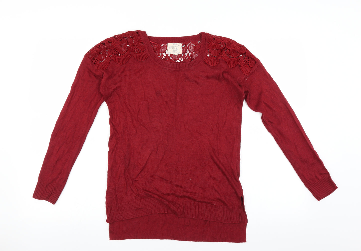 hippie rose Womens Red   Pullover Jumper Size 6  - Embroidered detail