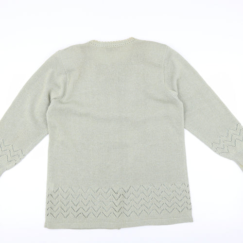 Affections Womens Green   Cardigan Jumper Size M  - Floral embroidery