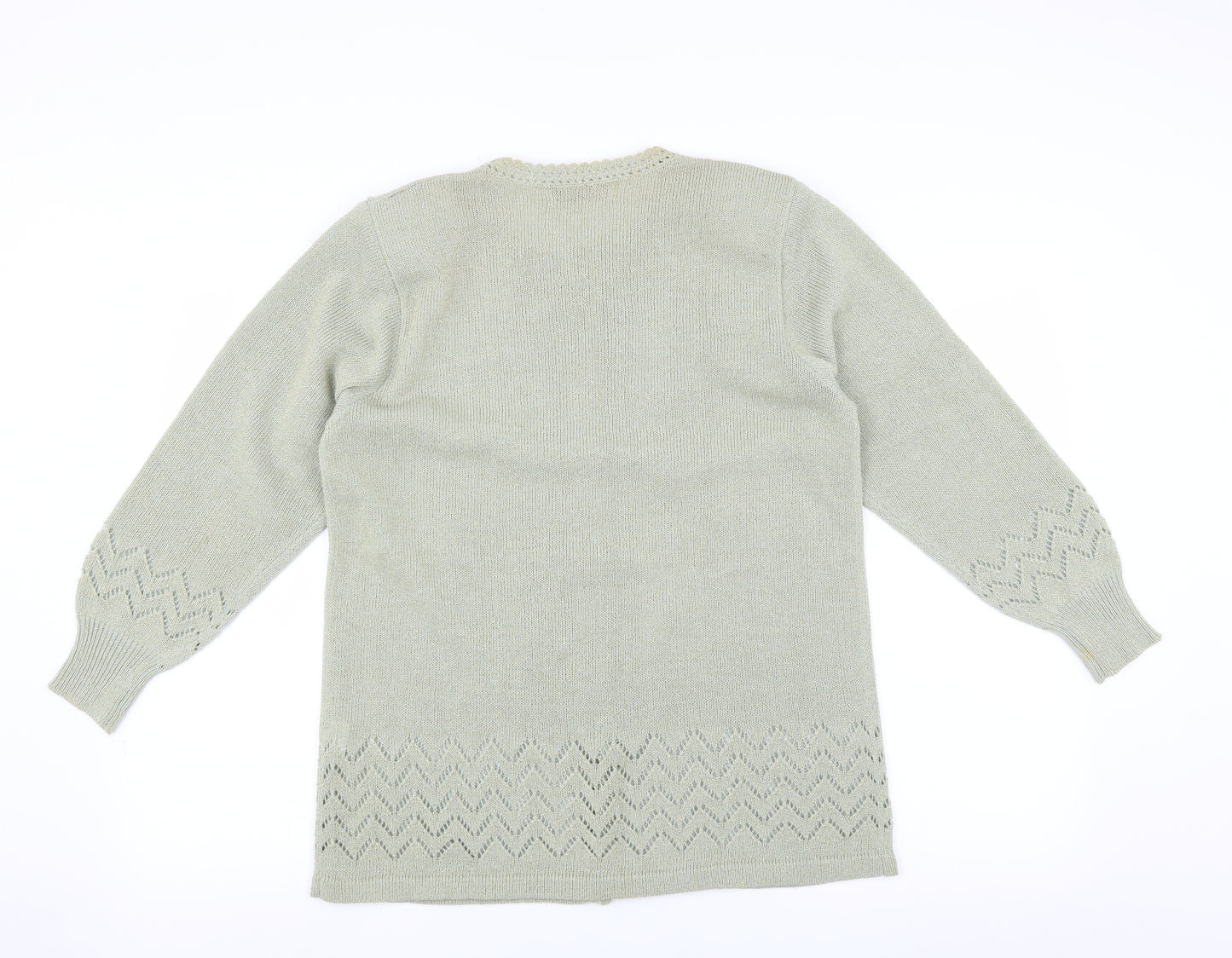 Affections Womens Green   Cardigan Jumper Size M  - Floral embroidery