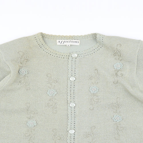 Affections Womens Green   Cardigan Jumper Size M  - Floral embroidery