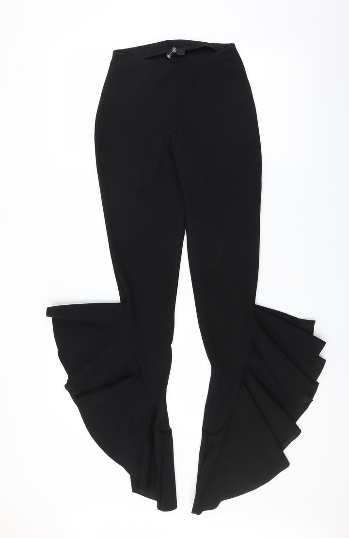 Missguided Womens Black Trousers Size 8 L33 in - Ruffle Hem
