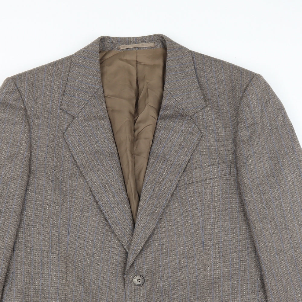 Campbell Brown Mens Brown Striped  Jacket Suit Jacket Size 42