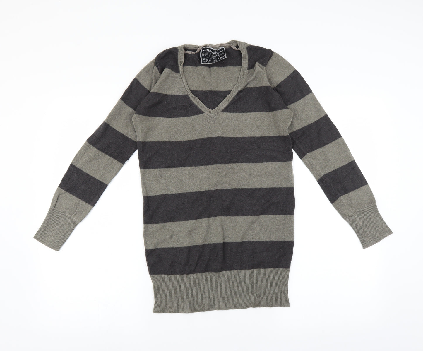 Primark Womens Green Striped  Pullover Jumper Size 8