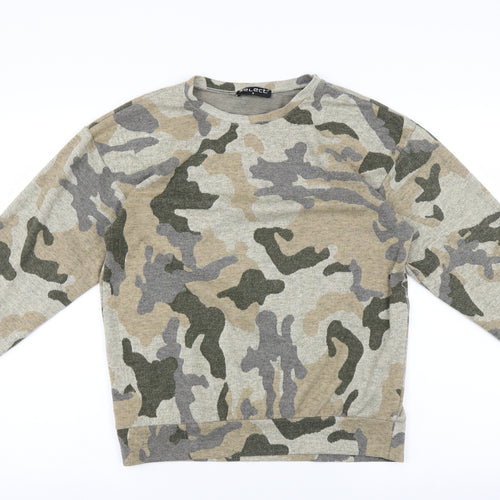 Select Mens Green Camouflage  Pullover Sweatshirt Size S