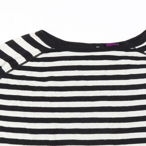 Hoxton Chic Womens Black Striped  Pullover Jumper Size M  - button back