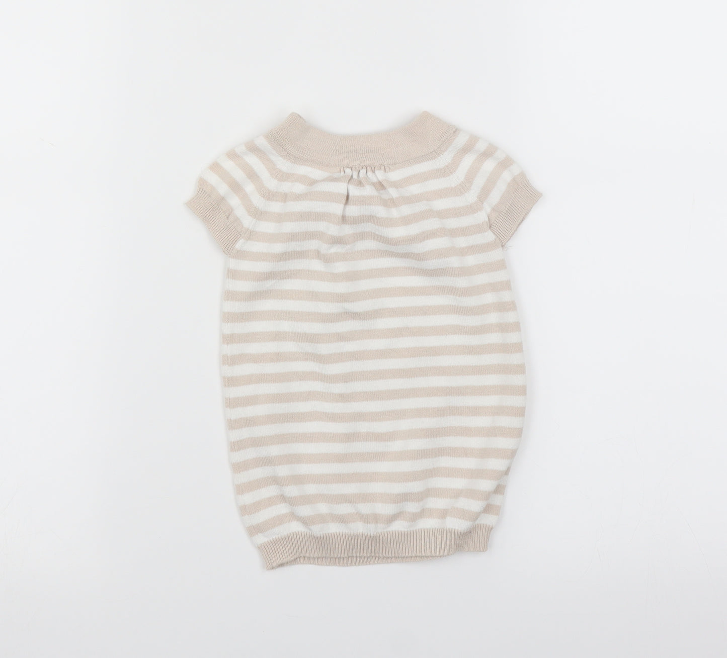 the little white company Girls Beige Striped  Pullover Jumper Size 3-6 Months