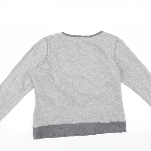 New Look Womens Grey   Pullover Sweatshirt Size 16  - crochet detail