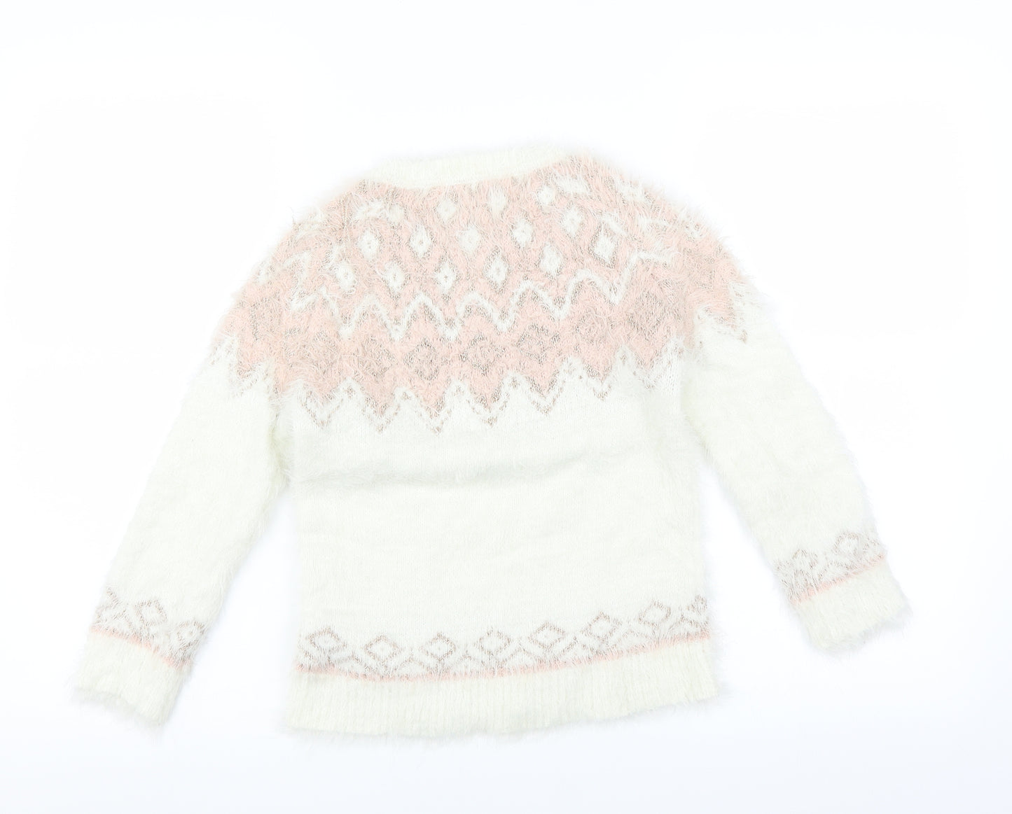 F&F Girls Ivory   Pullover Jumper Size 9-10 Years  - beaded